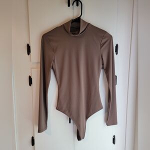 Abercrombie Fitch Soft Af Collection Brown Long Sleeve Mock Neck Body Suit